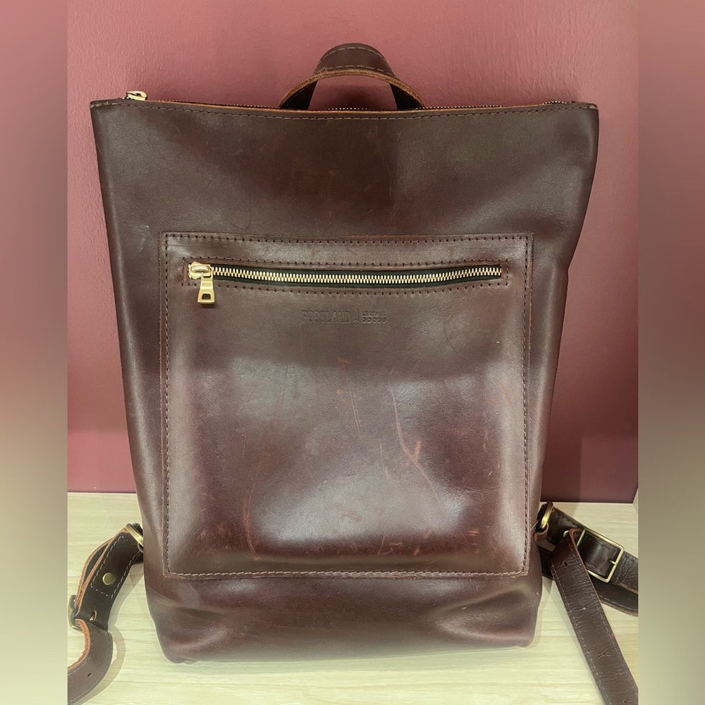 Portland Leather Laptop backpack. Cognac.